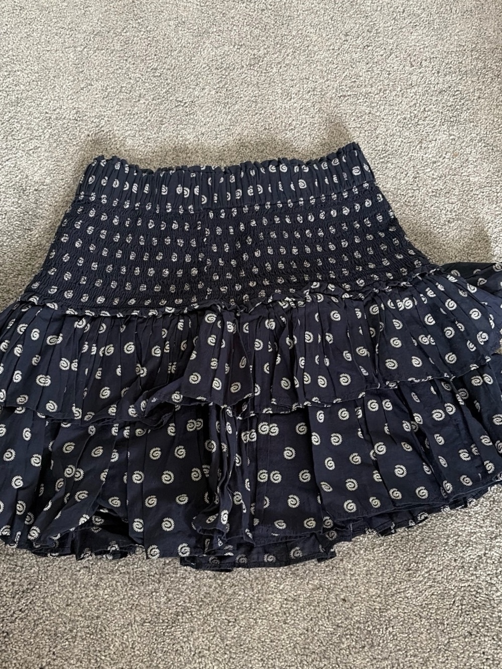 LOFT Navy Mini Skirt with White Swirl Print
